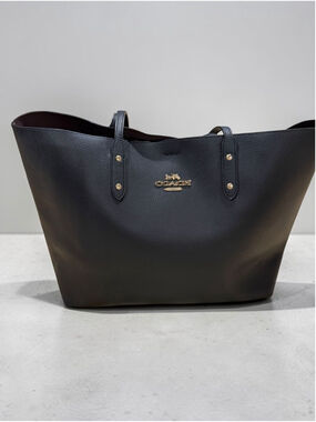 Coach Black Pebble Leather Town Tote Bag Shoulder Purse F72673